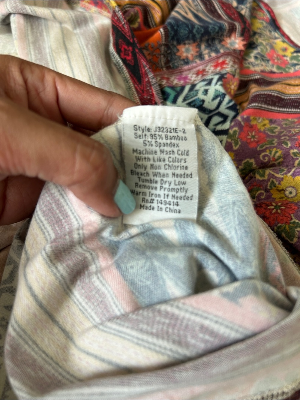 Johnny Was Allie Flower Bamboo Swing Dress with Floral Boho Patchwork Print - Picture 6 of 6
